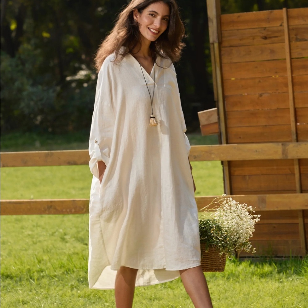 Weekday Light Beige Collared Dress - Picture 3 of 3